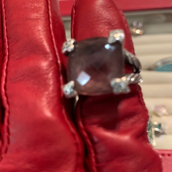 David Yurman Cushion On Point Morganite and Diamond Ring 20 x 20 - Picture 4 of 12